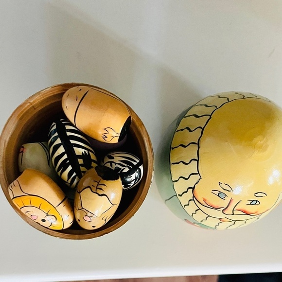 Vintage Terry's Village Hand Painted Noah's Ark Nesting Doll 10 Egg Animals - Picture 5 of 6